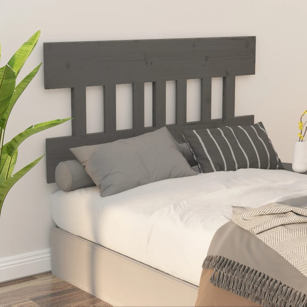 Bed Headboard Grey 123.5x3x81 cm Solid Wood Pine