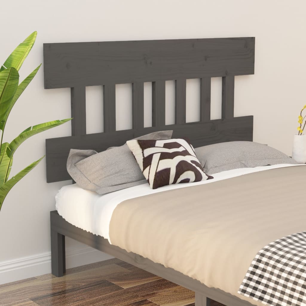 Bed Headboard Grey 183.5x3x81 cm Solid Wood Pine