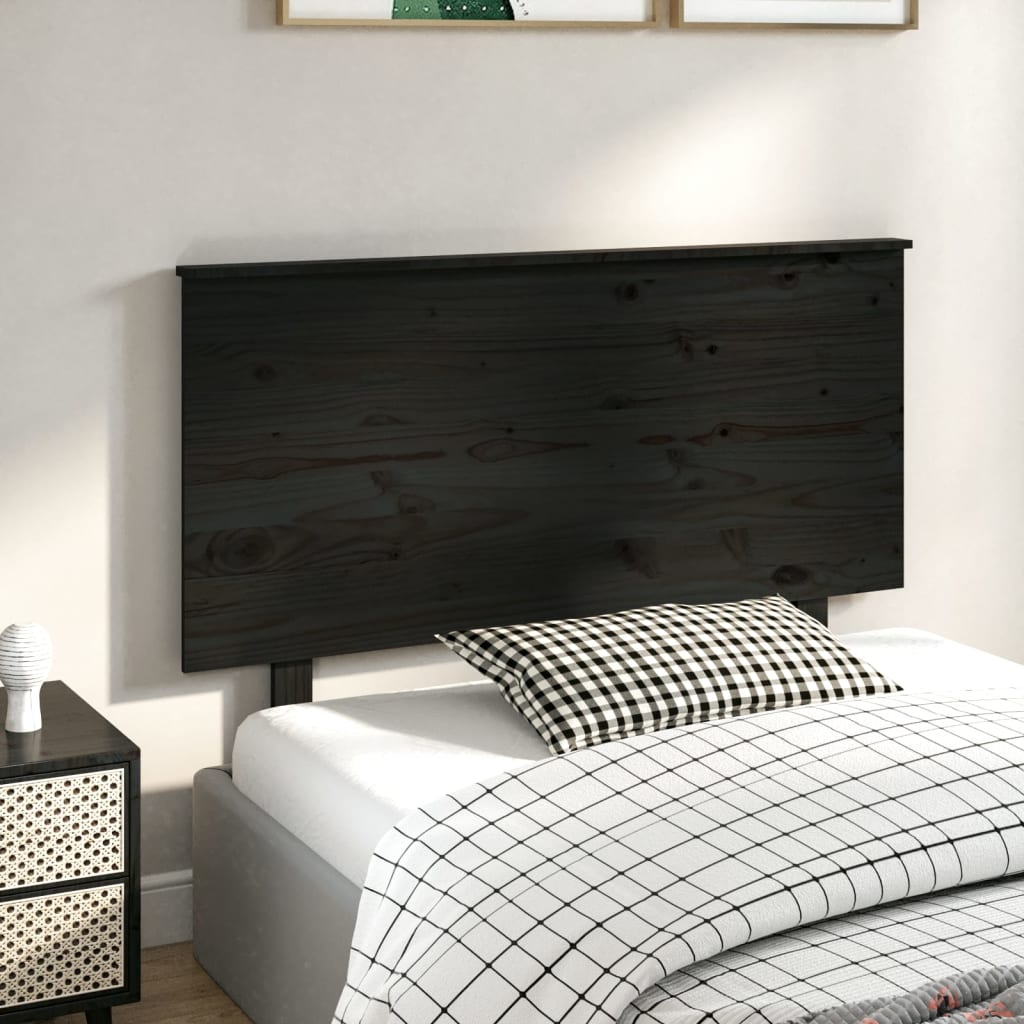 vidaXL Bed Headboard Black 124x6x82.5 cm Solid Wood Pine