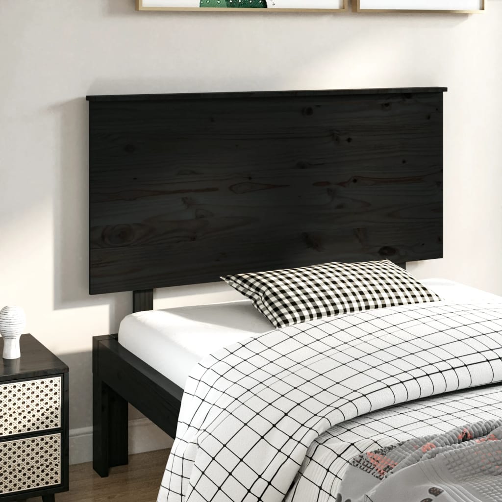 vidaXL Bed Headboard Black 124x6x82.5 cm Solid Wood Pine