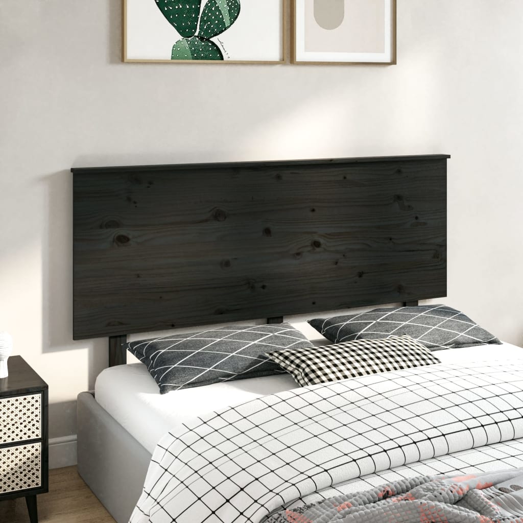 vidaXL Bed Headboard Black 144x6x82.5 cm Solid Wood Pine