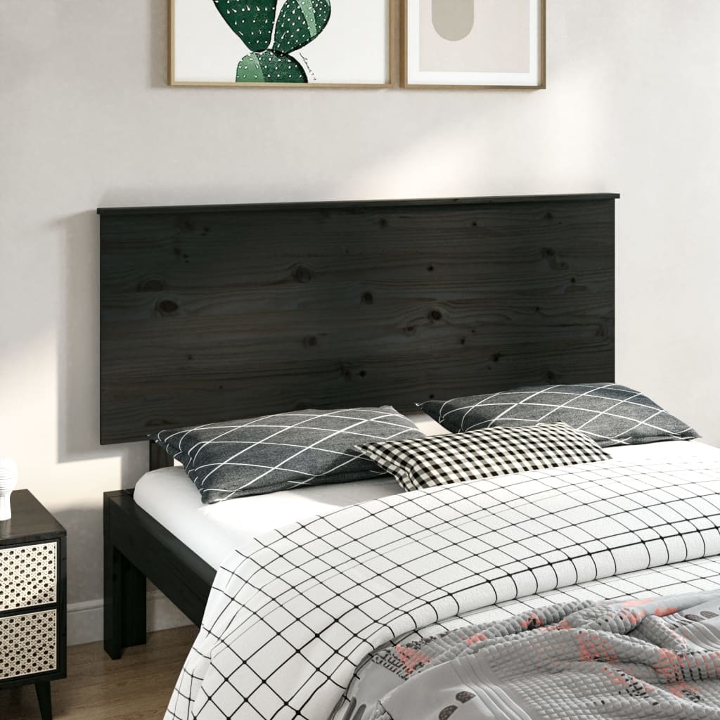 vidaXL Bed Headboard Black 144x6x82.5 cm Solid Wood Pine