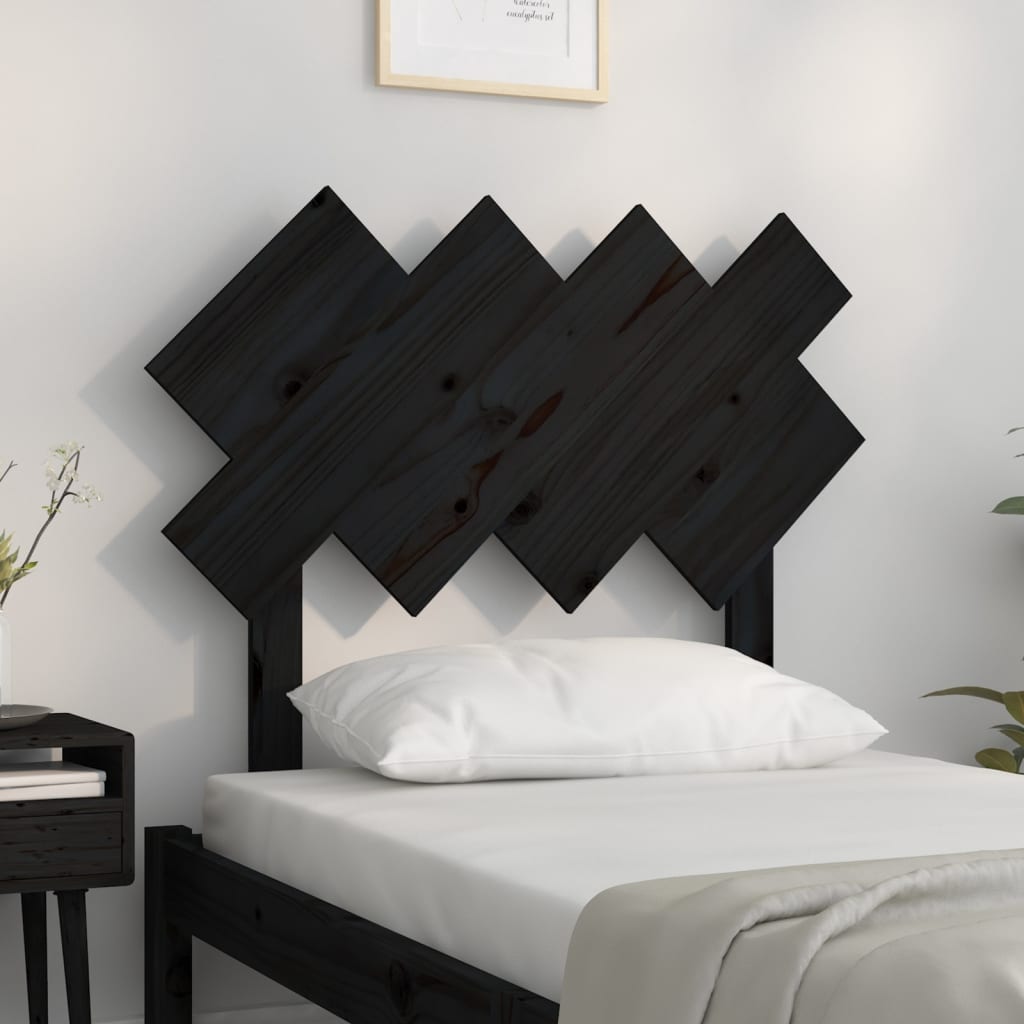 vidaXL Bed Headboard Black 92x3x81 cm Solid Wood Pine