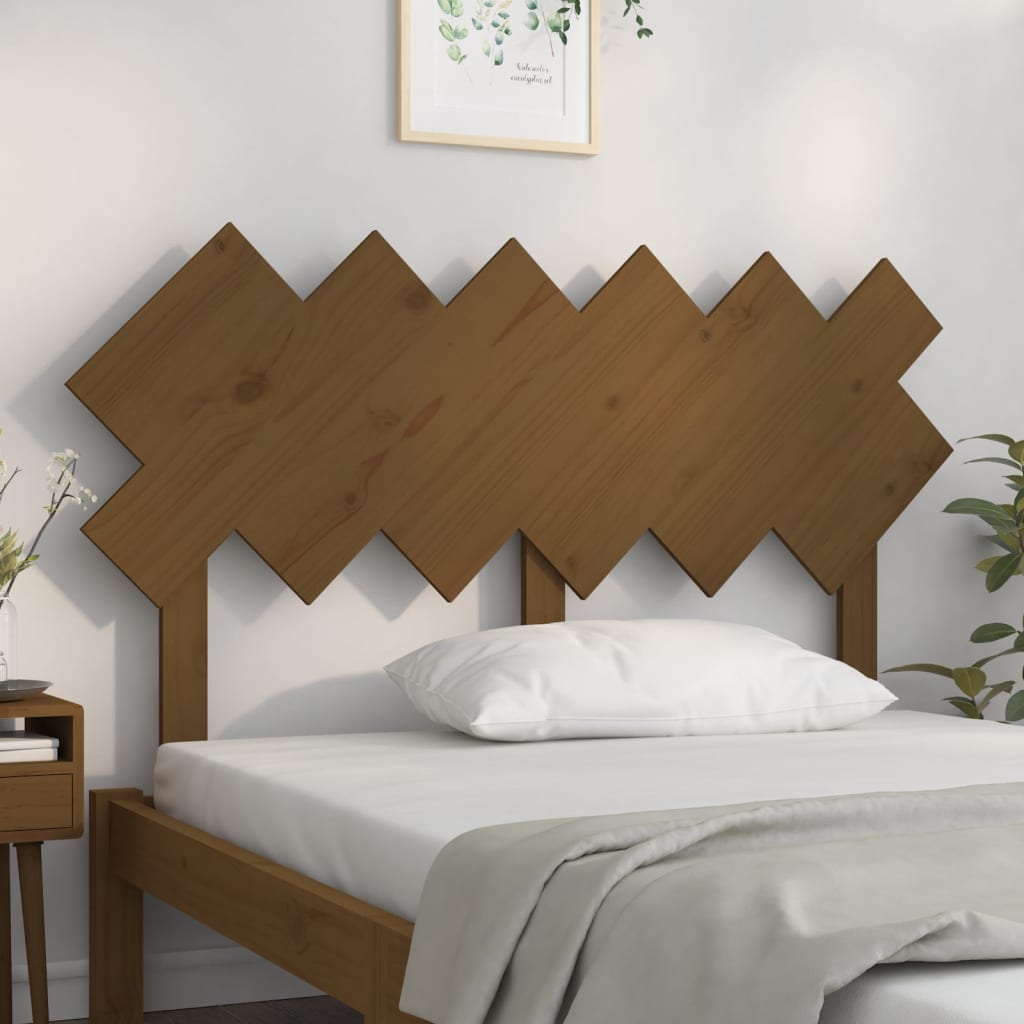 Bed Headboard | Honey Brown | Solid pine wood | 132 cm x 3 cm x 81 cm
