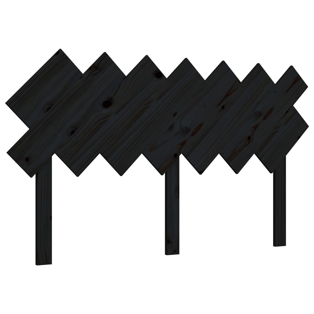 Bed Headboard Black 141x3x80.5 cm Solid Wood Pine