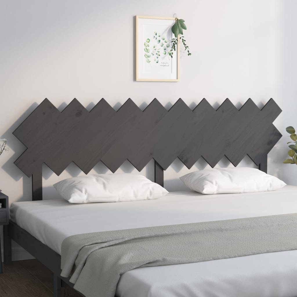 vidaXL Bed Headboard Grey 196x3x80.5 cm Solid Wood Pine