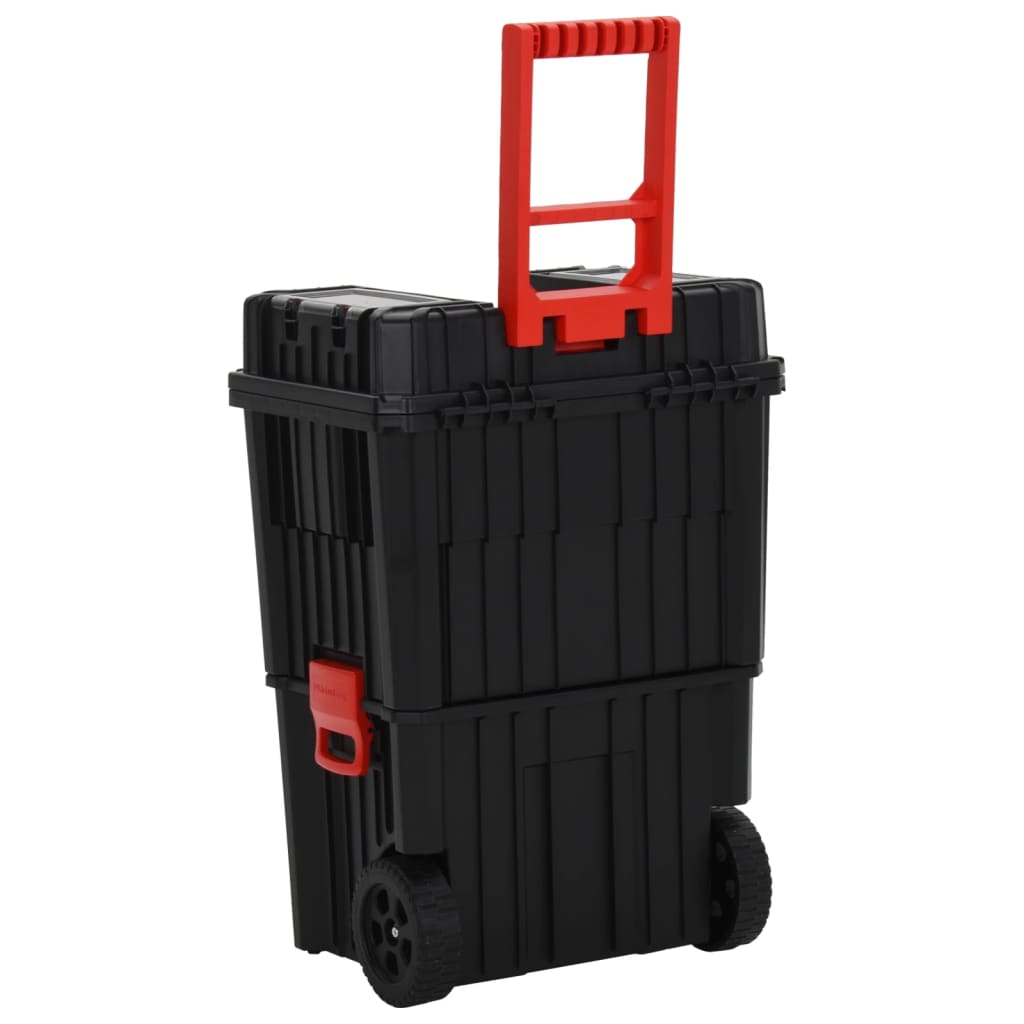 vidaXL Toolbox Trolley Black and Red Polypropylene