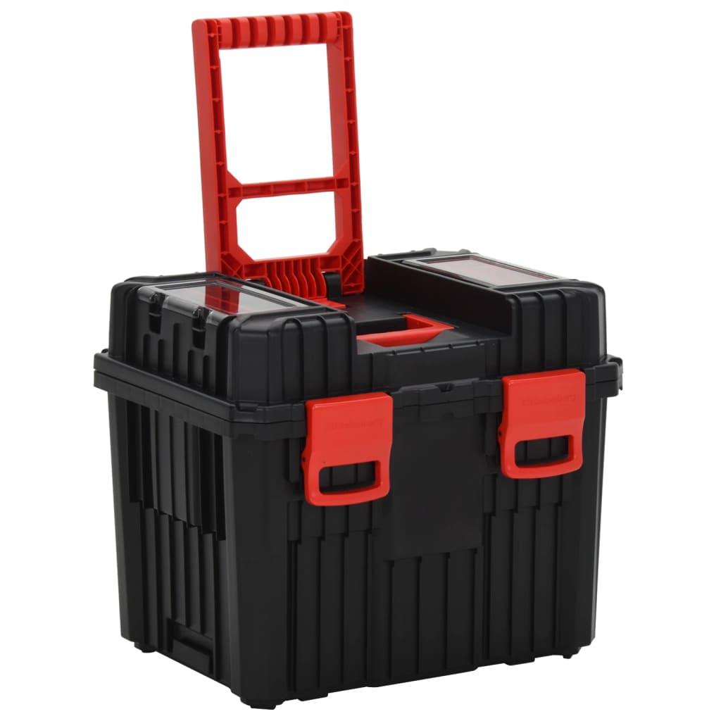 vidaXL Toolbox Trolley Black and Red Polypropylene