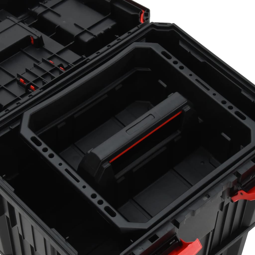 vidaXL Toolbox Trolley Black and Red Polypropylene