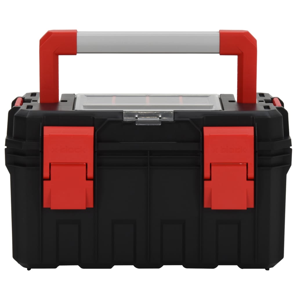 vidaXL Tool Box Black and Red 45x28x26.5 cm