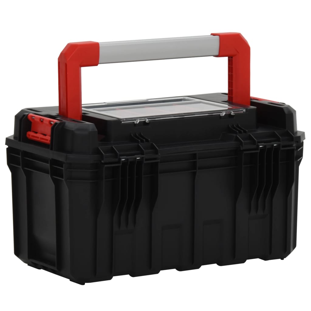 vidaXL Tool Box Black and Red 45x28x26.5 cm