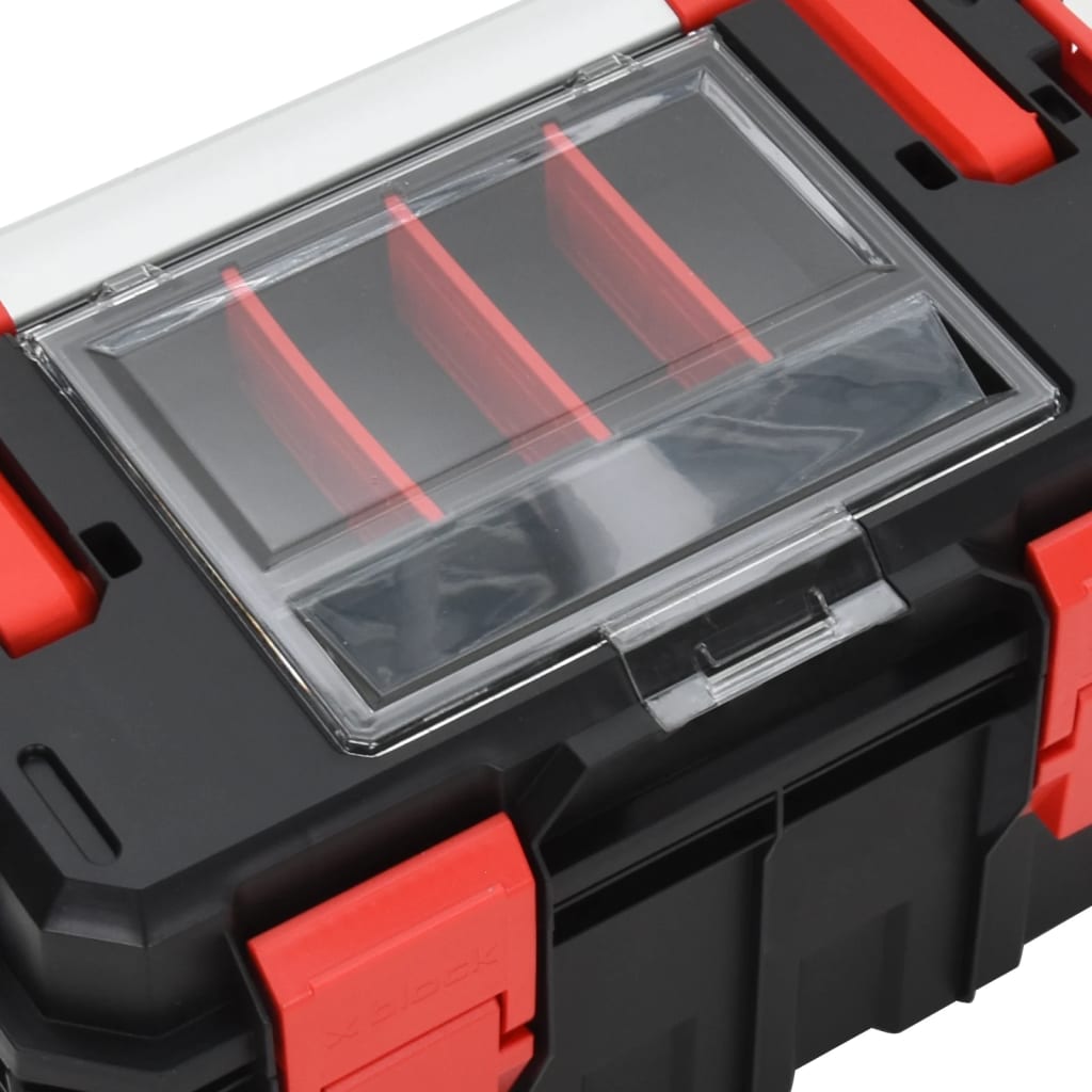 vidaXL Tool Box Black and Red 45x28x26.5 cm