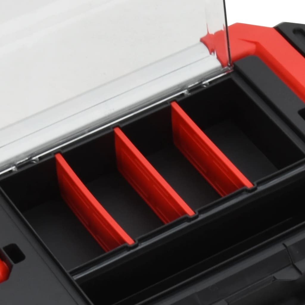 vidaXL Tool Box Black and Red 45x28x26.5 cm