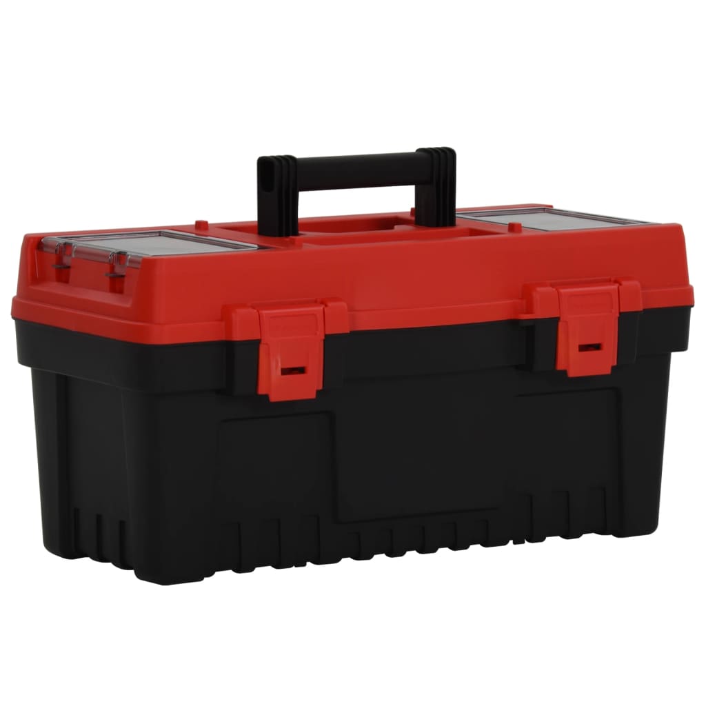 vidaXL 2 Piece Tool Box Set Black and Red Polypropylene