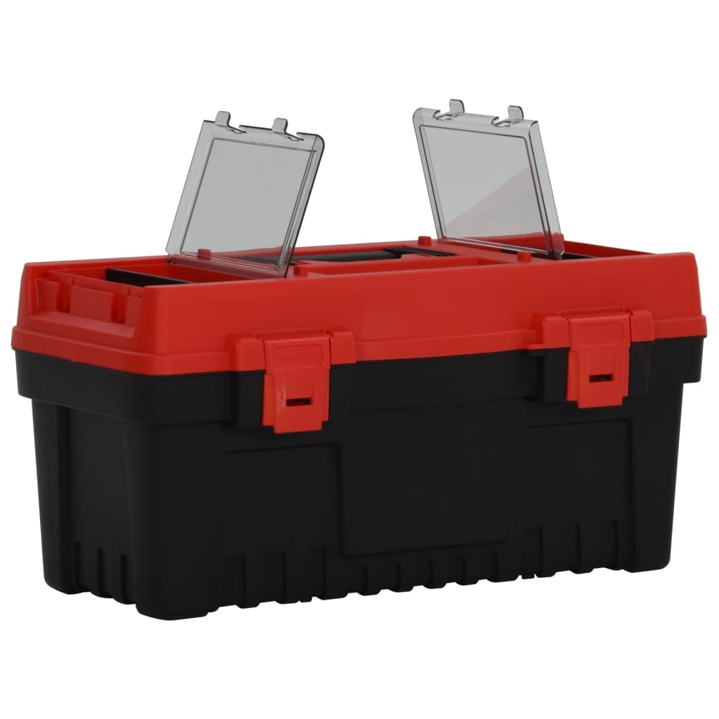 vidaXL 2 Piece Tool Box Set Black and Red Polypropylene