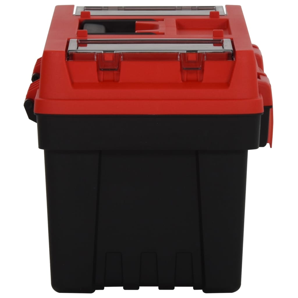 vidaXL 2 Piece Tool Box Set Black and Red Polypropylene