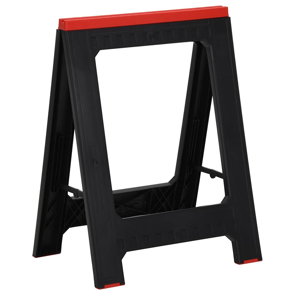 152104 vidaXL Foldable Work Trestles 2 pcs Black and Red Polypropylene 350 kg
