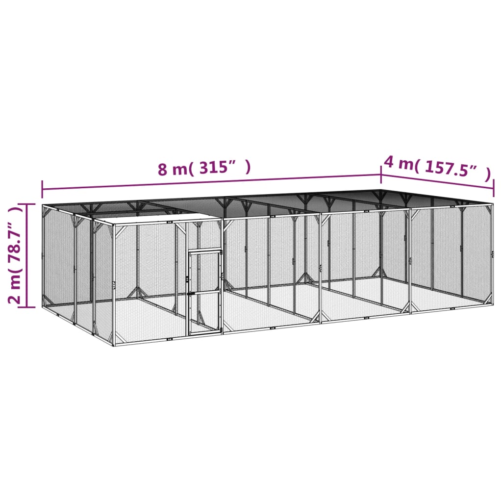 Chicken Coop 800x400x200 cm Impregnated Solid Wood Pine