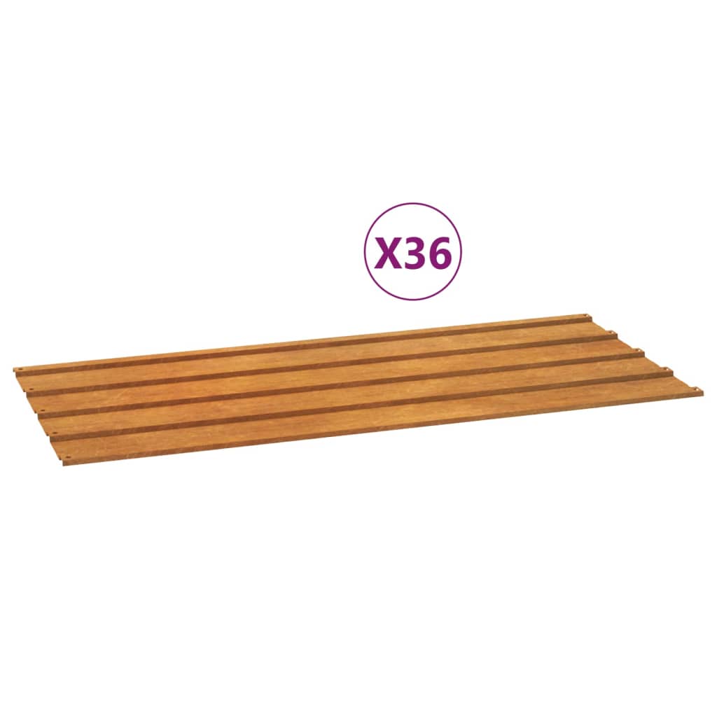 vidaXL Roof Panels 36 pcs Rusty 100x44 cm Corten Steel