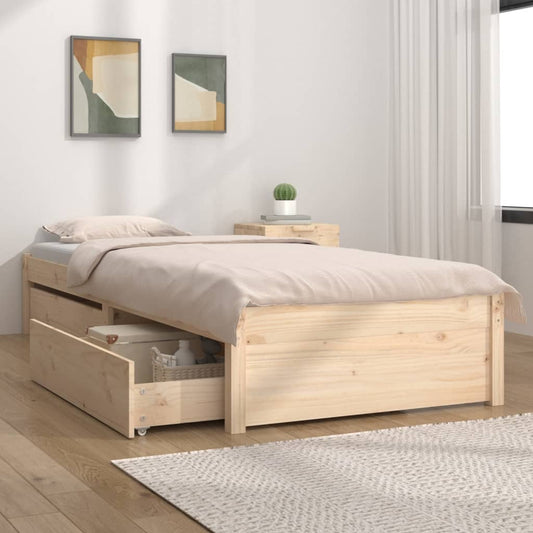 vidaXL Bed Frame without Mattress with Drawers Single