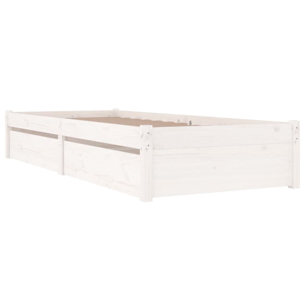 vidaXL Bed Frame without Mattress with Drawers White Single