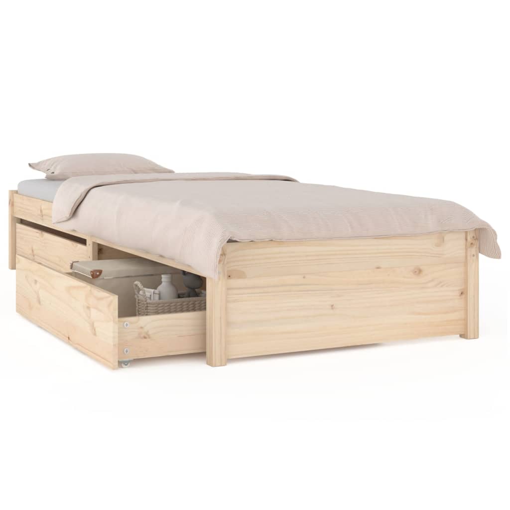 3103463 vidaXL Bed Frame without Mattress with Drawers 90x200 cm (814934+814984)