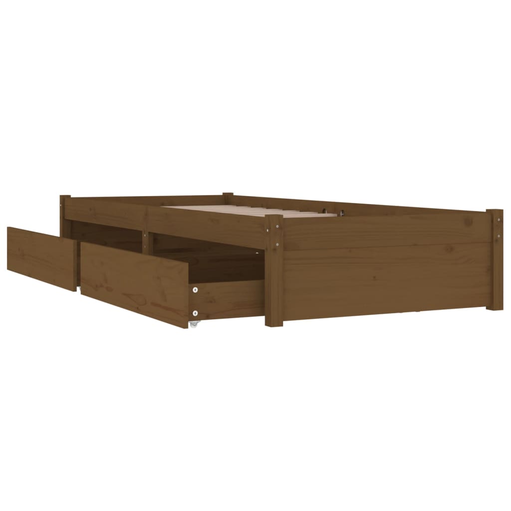 3103466 vidaXL Bed Frame without Mattress with Drawers Honey Brown 90x200 cm (814937+814987)