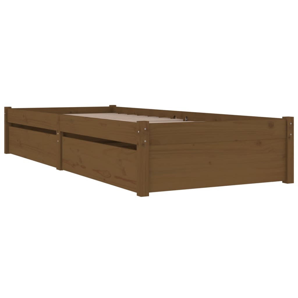 3103466 vidaXL Bed Frame without Mattress with Drawers Honey Brown 90x200 cm (814937+814987)