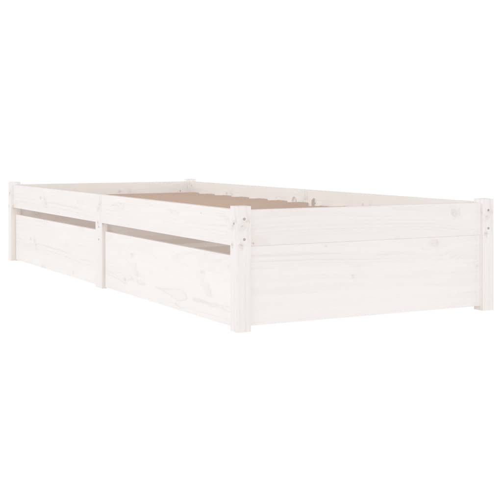 3103469 vidaXL Bed Frame without Mattress with Drawers White 100x200 cm (814940+814990)