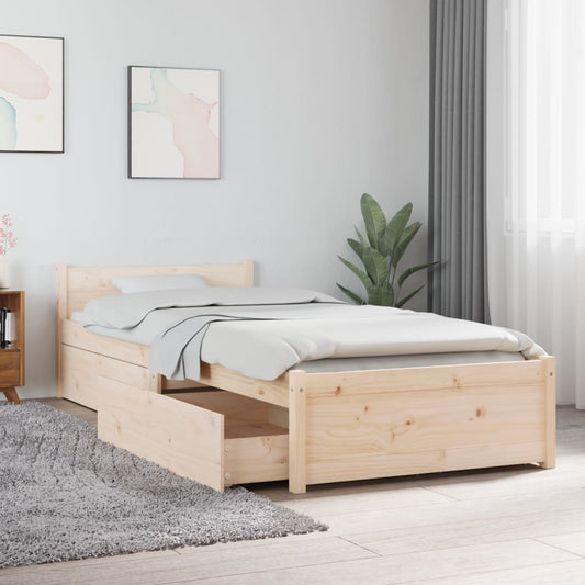 vidaXL Bed Frame without Mattress with Drawers Small Single