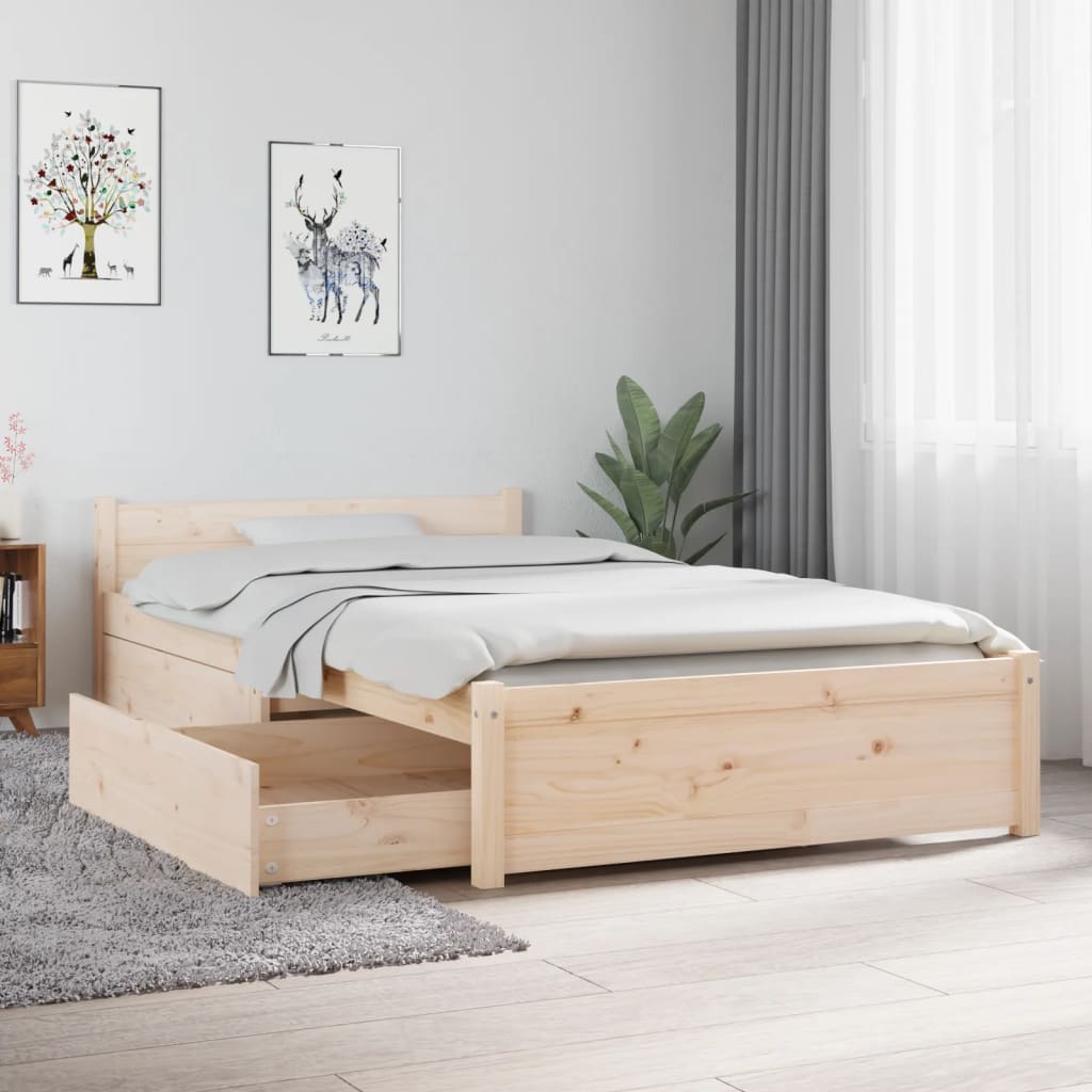 vidaXL Bed Frame without Mattress with Drawers Single