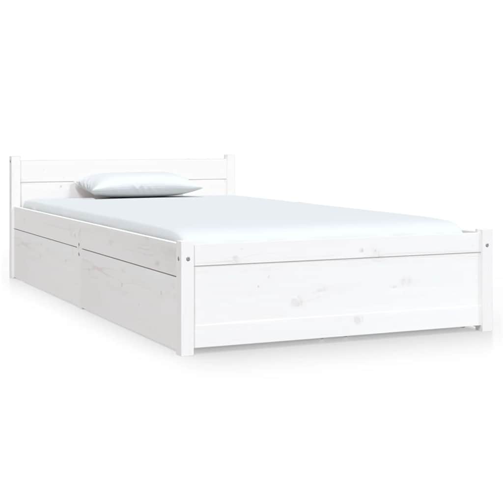 Bed Frame without Mattress with Drawers White Single