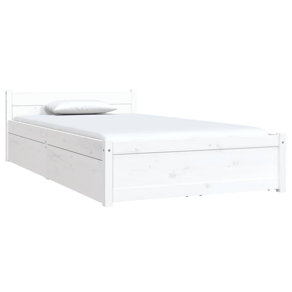 Bed Frame without Mattress with Drawers White Single