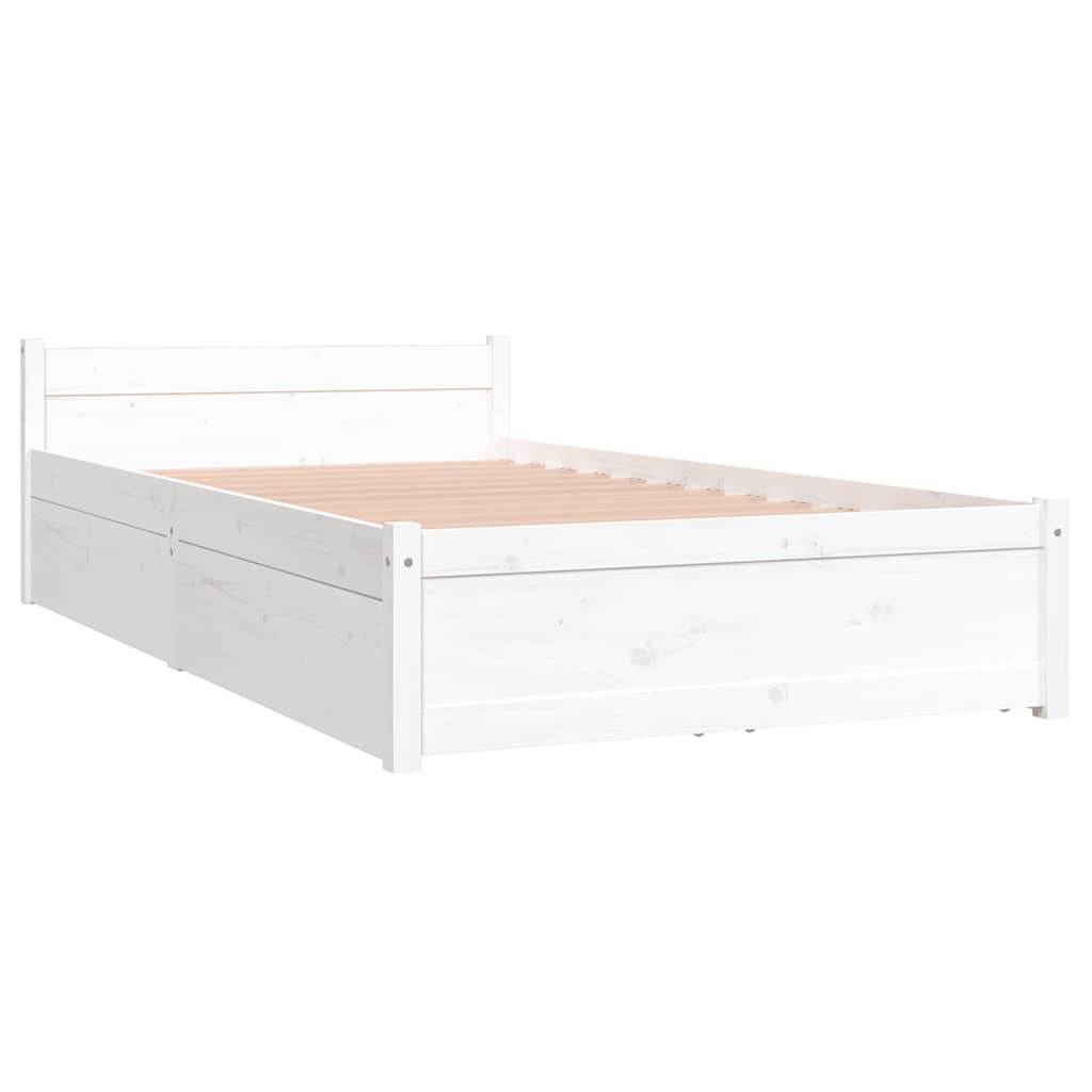 Bed Frame without Mattress with Drawers White Single