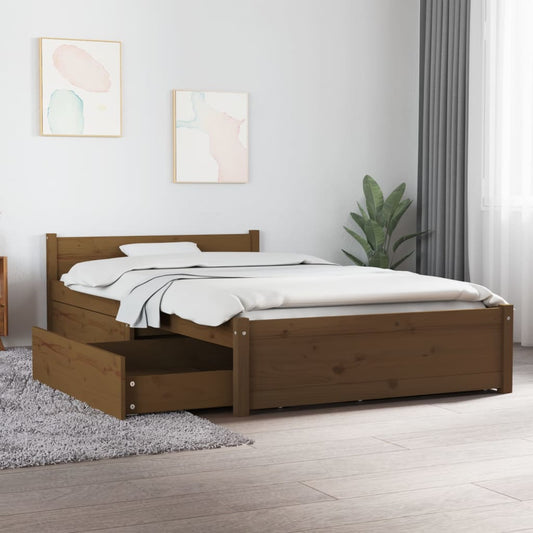 3103486 vidaXL Bed Frame without Mattress with Drawers Honey Brown 90x200 cm (815032+814987)