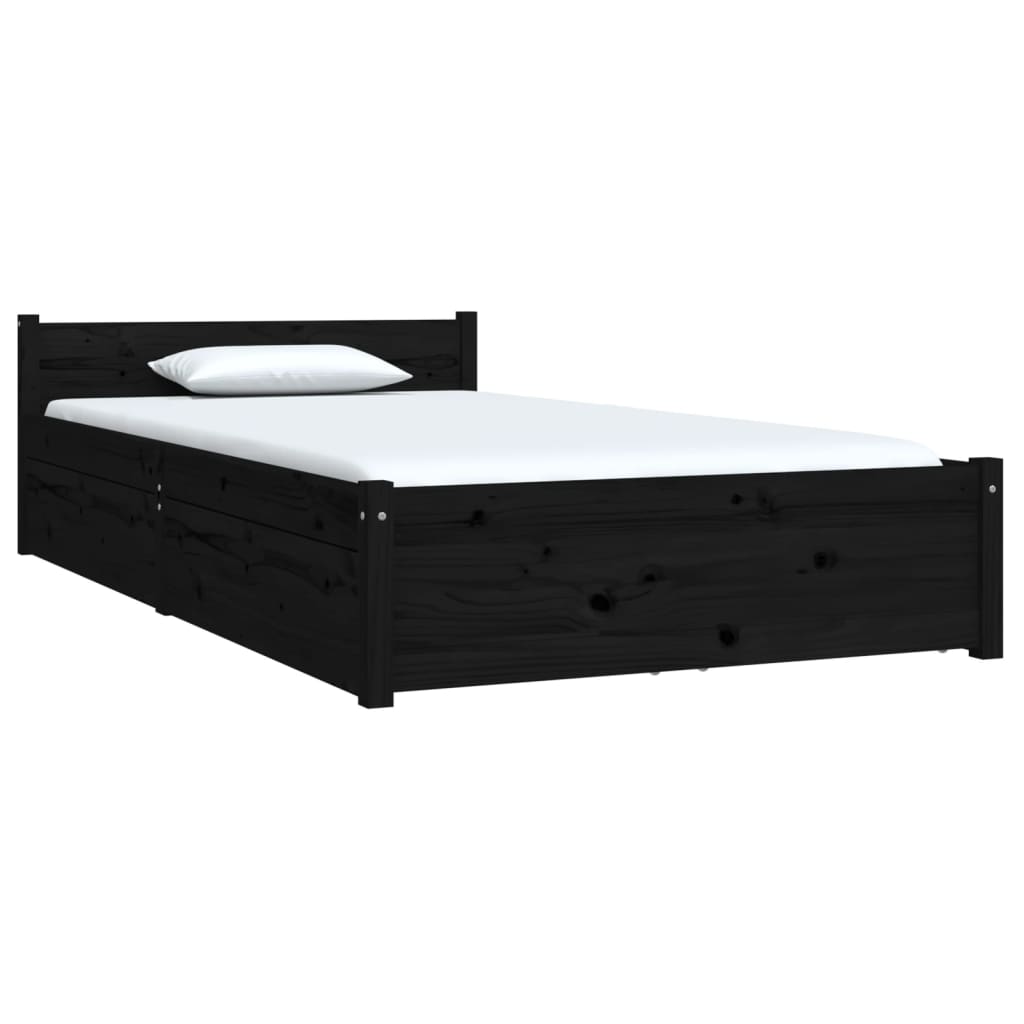 3103487 vidaXL Bed Frame without Mattress with Drawers Black 90x200 cm (815033+814988)