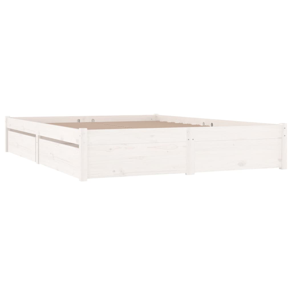 3103504 vidaXL Bed Frame without Mattress with Drawers White 140x190 cm (814930+814995)