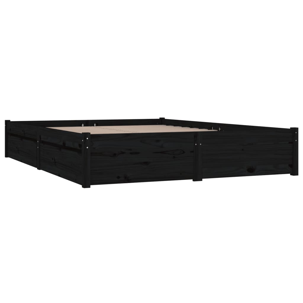 3103507 vidaXL Bed Frame without Mattress with Drawers Black 140x190 cm (814933+814998)