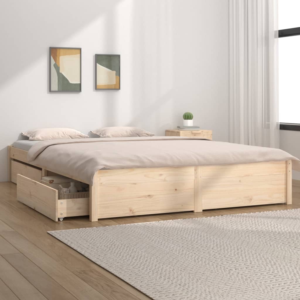 3103508 vidaXL Bed Frame without Mattress with Drawers 120x200 cm (814944+814999)