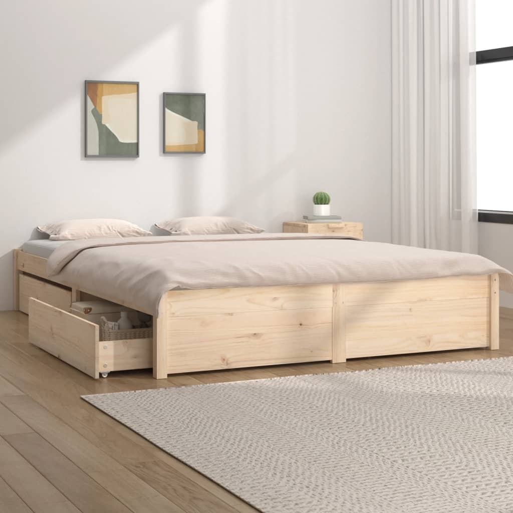 3103513 vidaXL Bed Frame without Mattress with Drawers 140x200 cm (814949+814999)