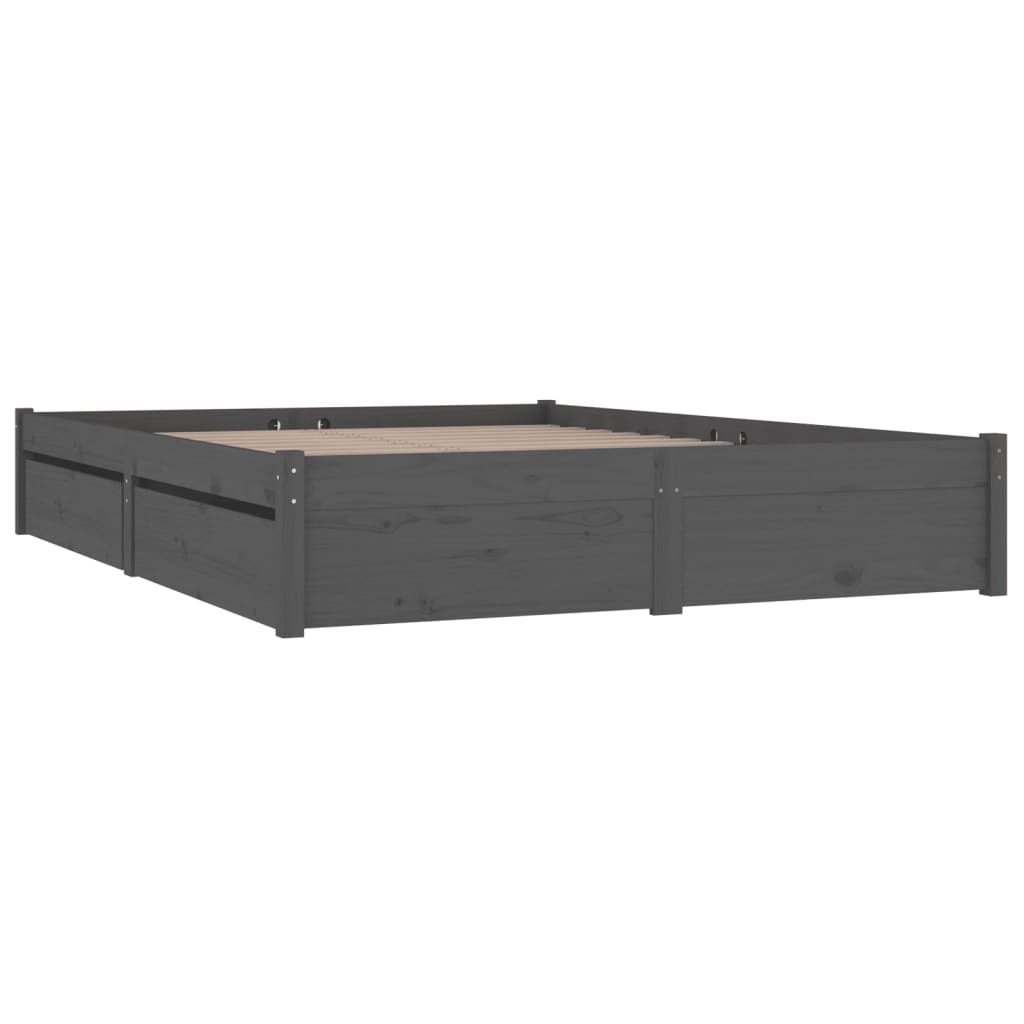 vidaXL Bed Frame without Mattress with Drawers Grey King Size