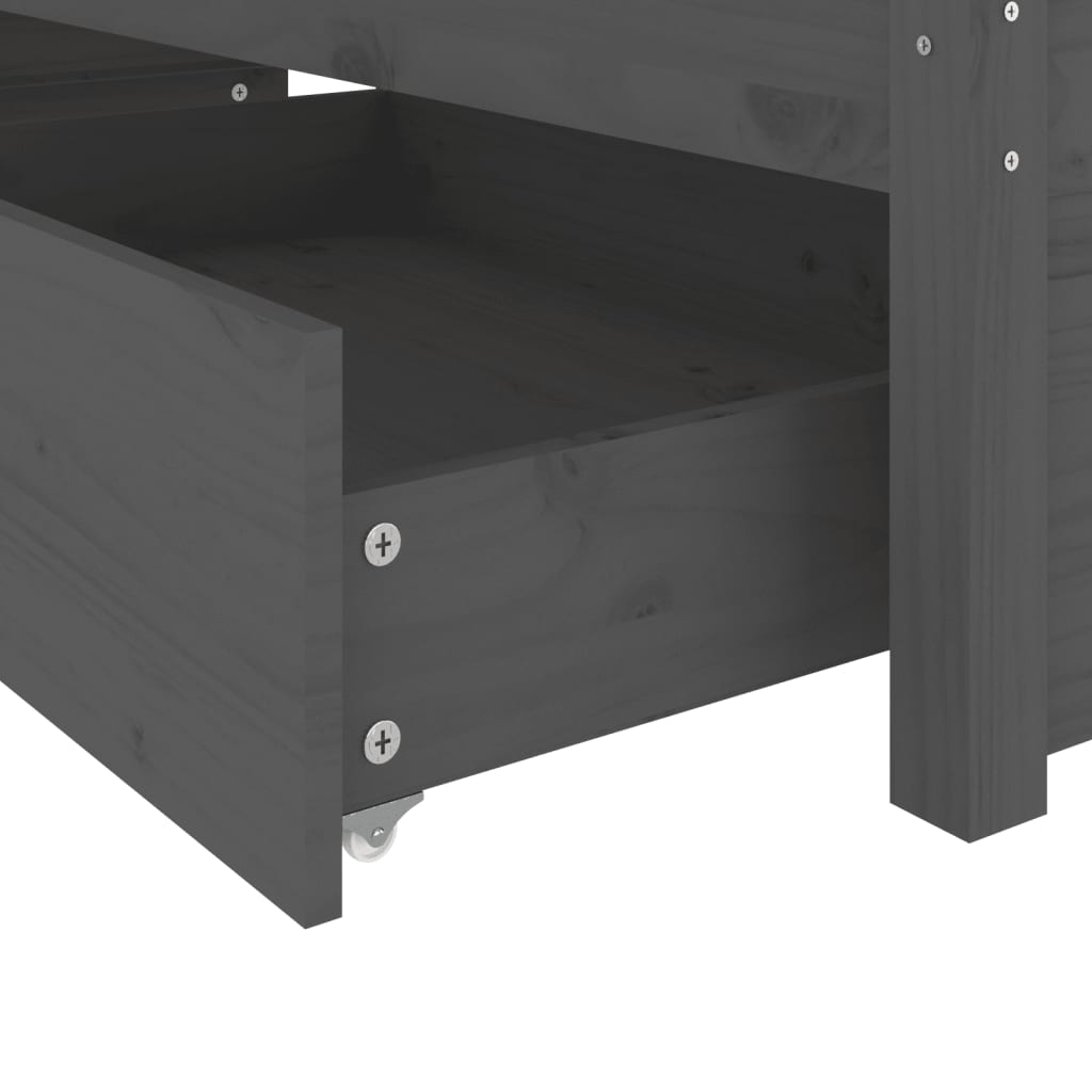 vidaXL Bed Frame without Mattress with Drawers Grey King Size