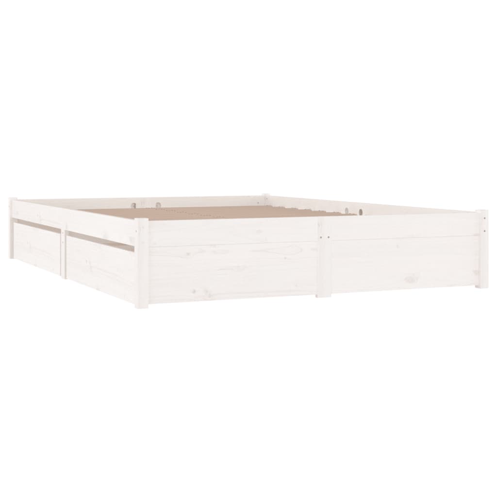 3103524 vidaXL Bed Frame without Mattress with Drawers White 160x200 cm (814960+815000)