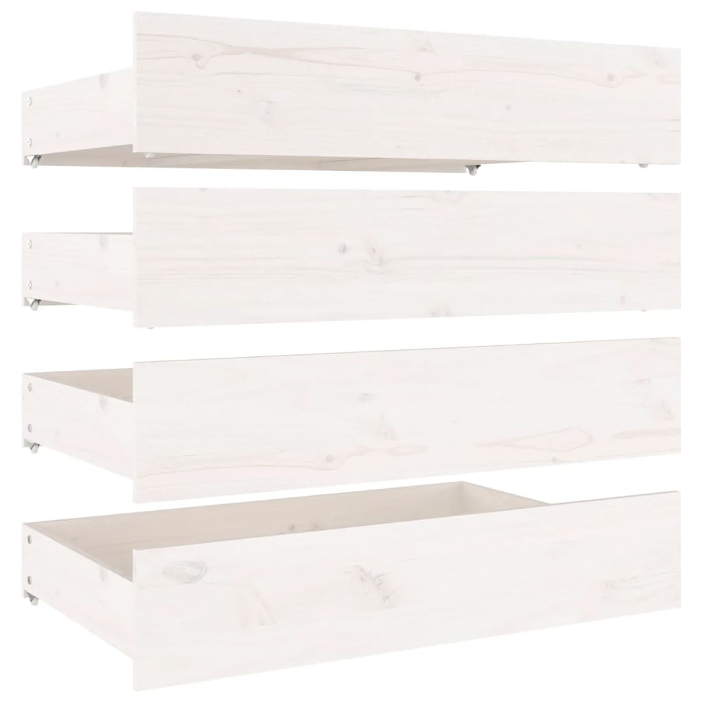 3103550 vidaXL Bed Frame without Mattress with Drawers White 140x190 cm (815025+814995)