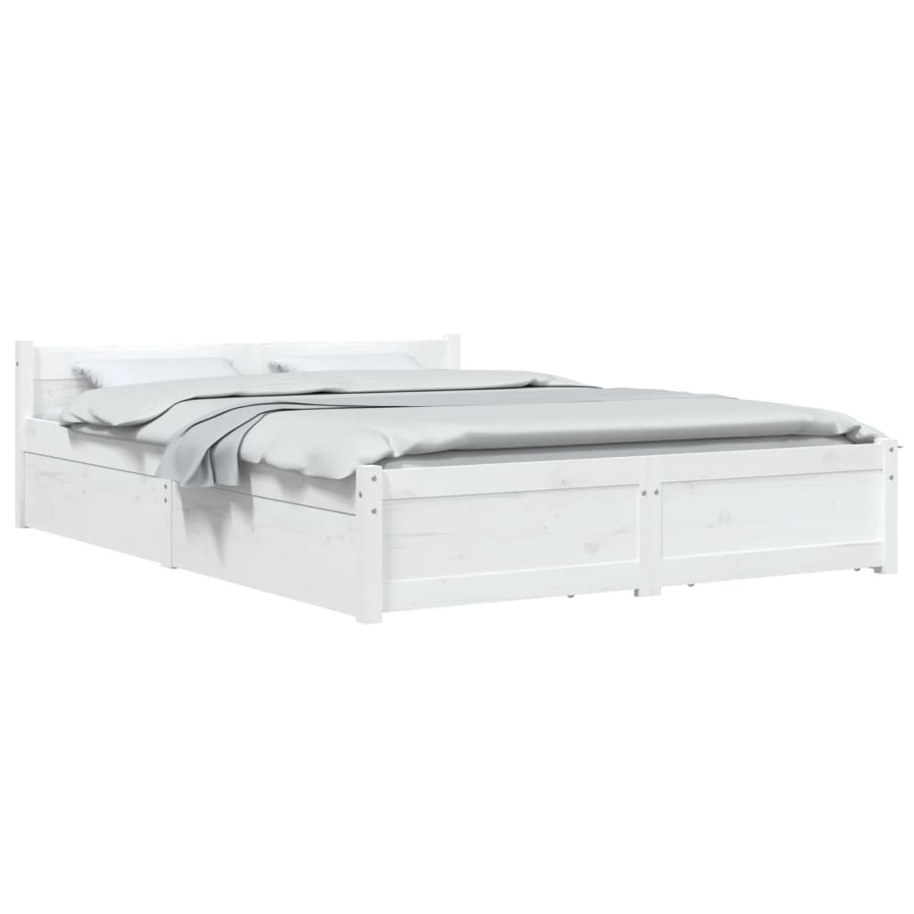 vidaXL Bed Frame without Mattress with Drawers White 120x200 cm