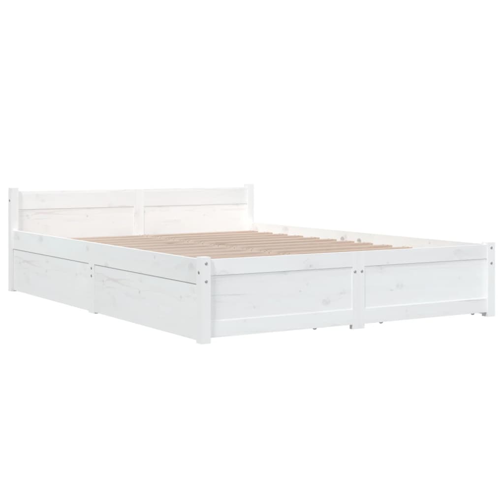 vidaXL Bed Frame without Mattress with Drawers White 120x200 cm