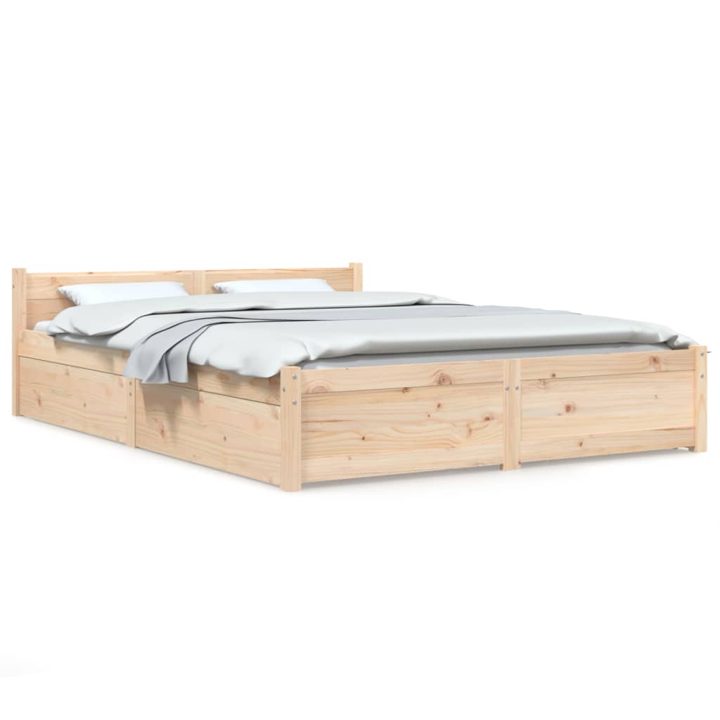 3103559 vidaXL Bed Frame without Mattress with Drawers 140x200 cm (815044+814999)