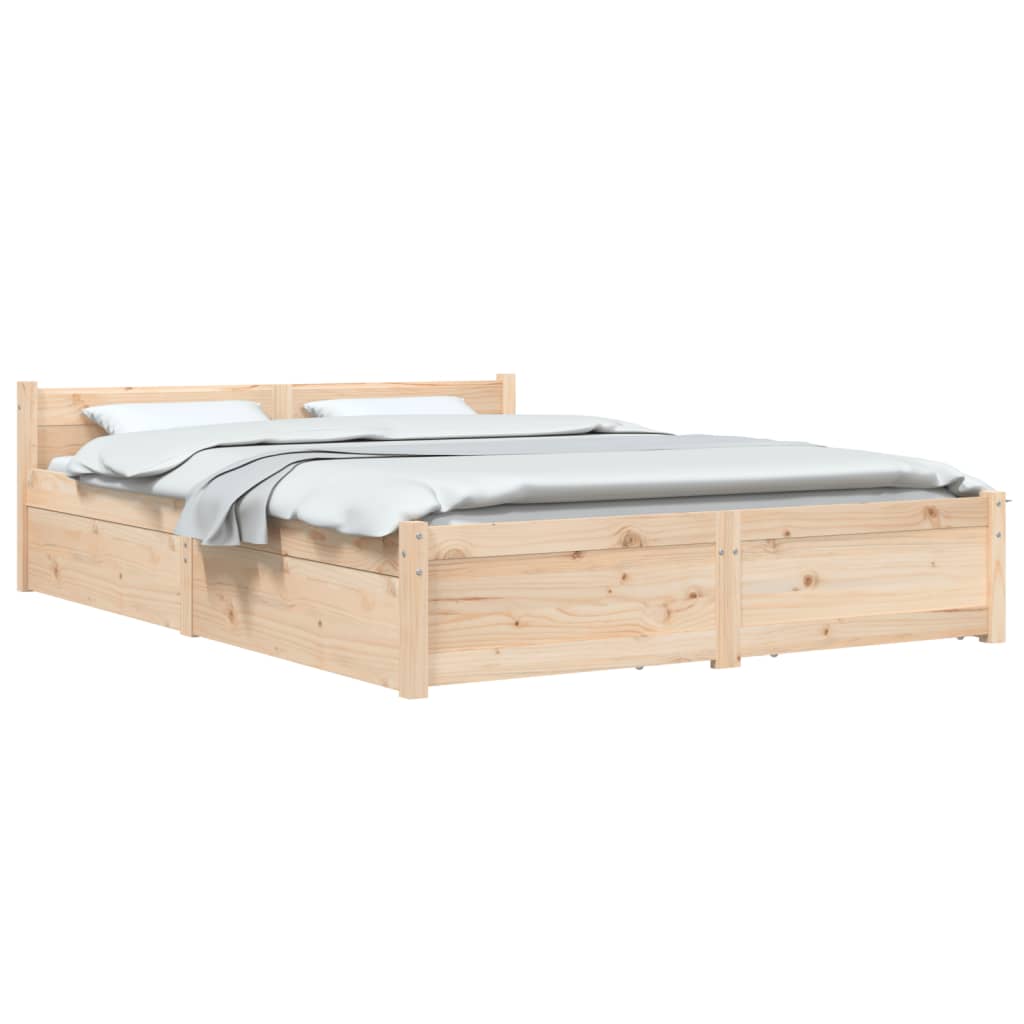 3103559 vidaXL Bed Frame without Mattress with Drawers 140x200 cm (815044+814999)