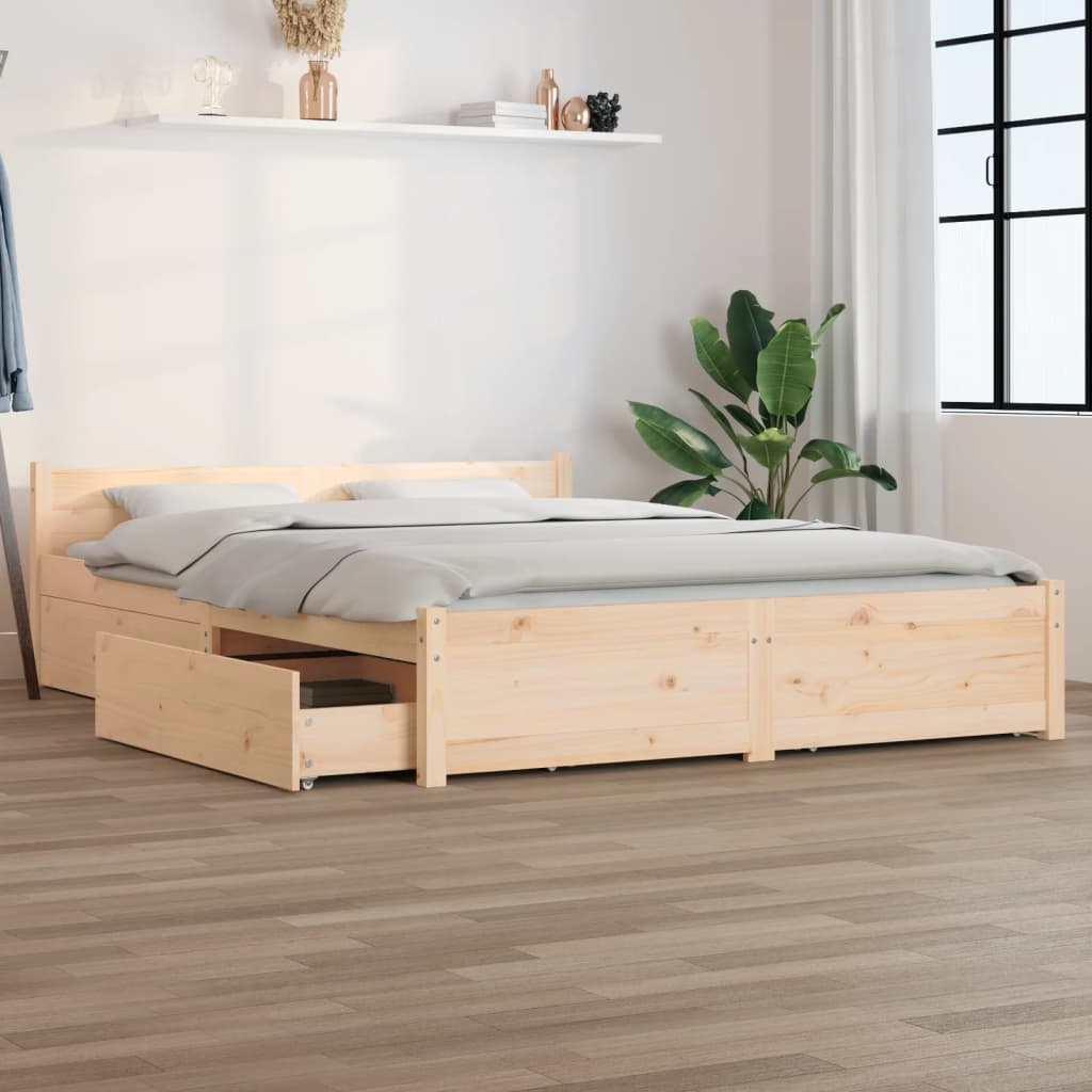 3103559 vidaXL Bed Frame without Mattress with Drawers 140x200 cm (815044+814999)