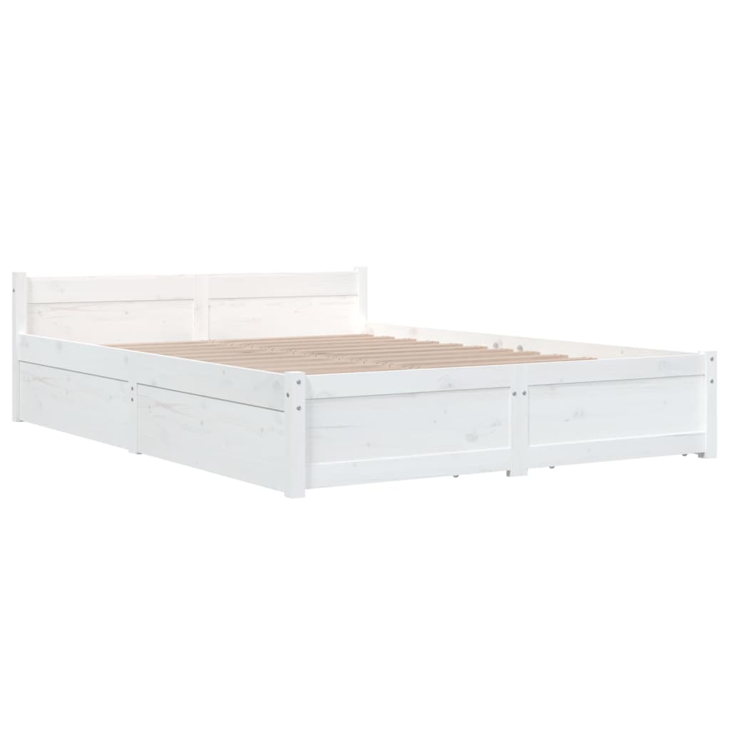 Bed Frame without Mattress with Drawers White 160x200 cm